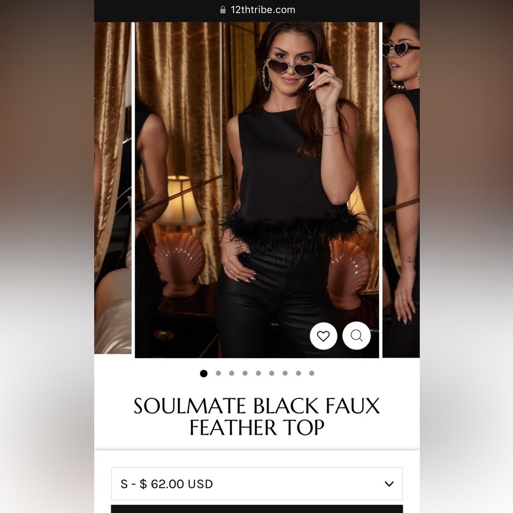 SOULMATE BLACK FAUX FEATHER TOP. New with tags